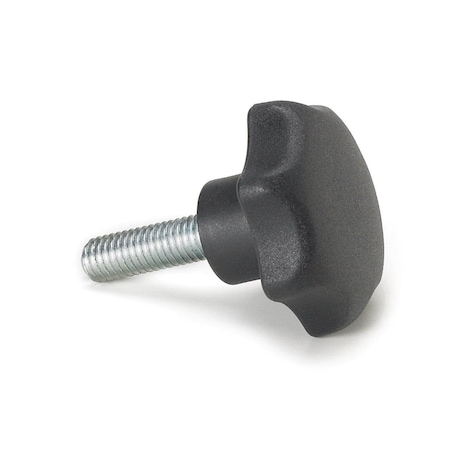 Morton Black Fiberglass-Filled Nylon Hand Knob with Type 303 Ss Stud, 1/2-13, .79in Lg, Seven Lobes 2463AF020SS