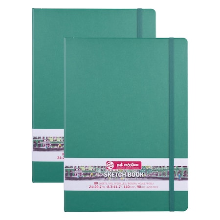 Talens Art Creation Sketchbook, 80 Sheets, 90lbs, Forest Green Cover, 8.3'' x 11.7'' (A4), 2PK 9314333M