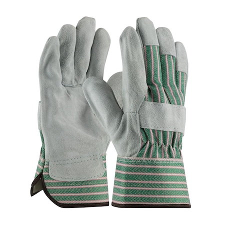 Pip Regular Grade Split Cowhide Leather Palm Glove with Fabric Back, Rubberized Safety Cuff, 12PK 83-6563/M