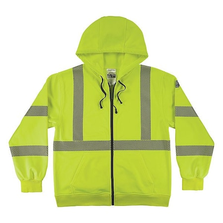 Ergodyne Hi-Vis Sweatshirt, XL, Lime 22895