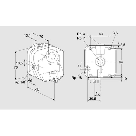 Honeywell Kromschroder Gas Pressure Switch, Adjustable, DG Series, Multiple Connections KS84447264