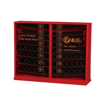 Genius Tools 131 PC 1/2in Dr. Metric Deep Impact Socket Display (Old Item # CD-4133S) CD-4131M