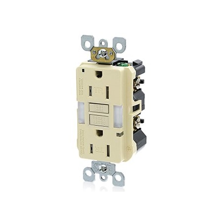 Leviton Self-Test GFCI Receptacle, Combination with Light, 15 Amp, 125 Volt, 5-15R NEMA GFNL1-I