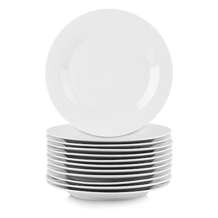 Elama Professional Kitchen 12 Piece Round Porcelain Salad Plate Set in White EL-2024-SP