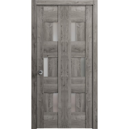 Vdomdoors Sliding Closet Bi-fold Doors Grey Solid Core Modern Interior SETE6933BF-NEB-36 x 96 (2* 18x96)