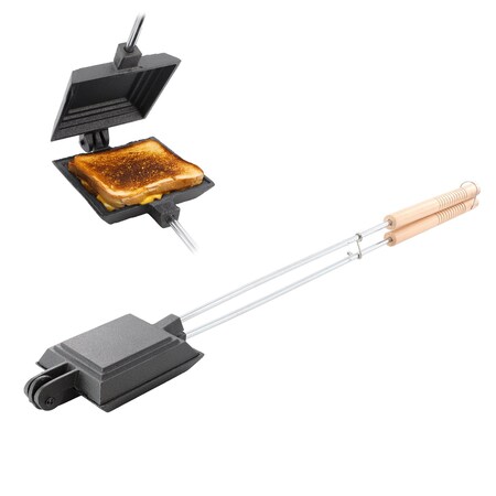 Megachef 4.3 Inch Cast Iron Pie Iron Outdoor/Camping Cookware with Long Handle 750124343M