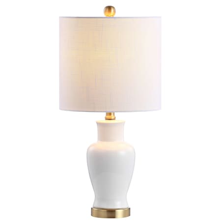 Jonathan Y Chi 21" Ceramic/Iron Modern Classic LED Table Lamp, White JYL6605A