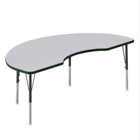 Correll Kidney TFL Activity Table, 72 in W, 36 in L, 19 in to 29 in H, Particleboard, Gray Granite A3672TF-KID-15-09-39