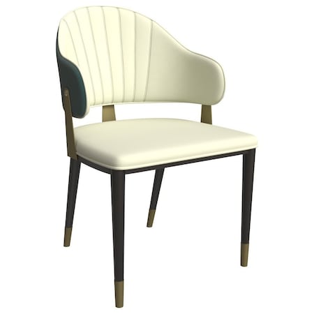 Leisuremod Aria Modern Dining Chair in Leather and Iron Legs with Curved Back in Green AC45G