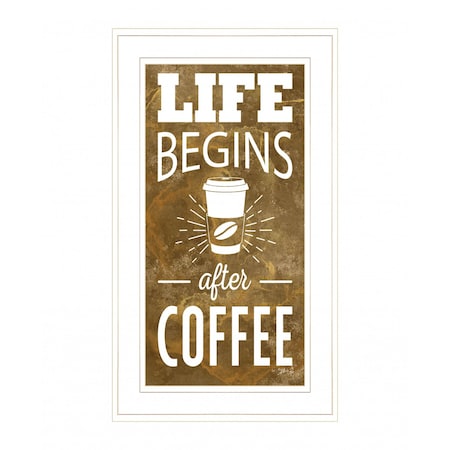 Homeroots Life Begins after Coffee 2 White Framed Print Wall Art 408139