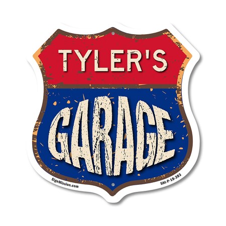 Signmission Tyler's Garage, 18 Inch X 18 Inch, Plastic Sign SHI-P-18-383-TYLER