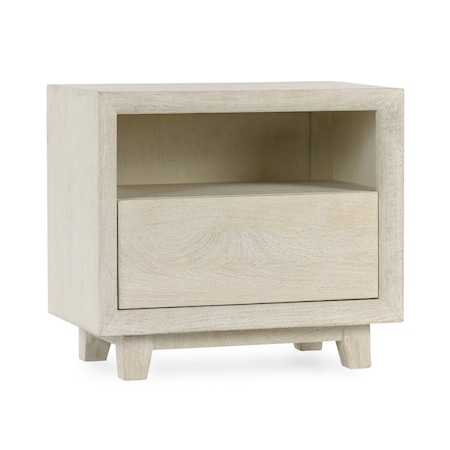Homeroots 24" Distressed Sand One Drawer Solid Wood Nightstand 549965