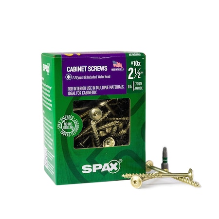 Spax #10 x 2-1/2 in Interior Cabinet Wood Screws Construction Wafer Head T-Star Plus, 75PK 4281020500604