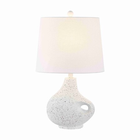 Jonathan Y Charlotte 24" Minimalist Designer Iron/Resin Oval Shade LED Table Lamp, White Terrazzo JYL4059A