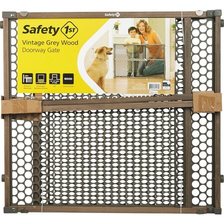 Safety 1St 24'' H. Vintage Gray Wood Doorway Safety Gate GA112GRYB4