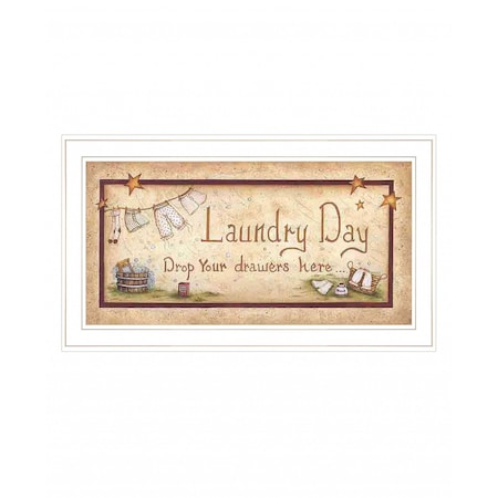Homeroots Drop Your Drawers Here White Framed Print Bathroom Wall Art 416225