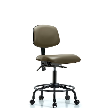 Blue Ridge Ergonomics Vinyl Chair, Desk, Round Tube Base, Tilt, Casters, Taupe BR-VDHCH-RT-T1-A0-RC-8809