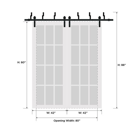 Sartodoors Barn Bypass Interior Door, 84" x 80", White QUADRO4115BBB-WS-84