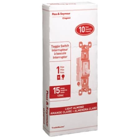 Legrand Toggle Switch, 15 A, 120 VAC, Side Wire Terminal, Thermoplastic Housing Material 660LAGCP8