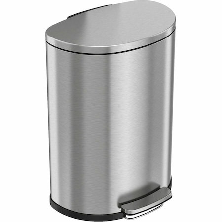 Hls Commercial 13 Gallon / 50 Liter Semi-Round Step Trash Can, Stainless Steel HLSS13D