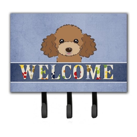 Carolines Treasures Chocolate Brown Poodle Welcome Leash and Key Holder BB1442TH68
