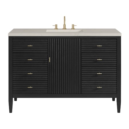 James Martin Vanities Myrrin 48" Single Vanity, Carbon Oak, w/ 3 CM Siberian Silestone Top w/FreePower Wireless Charger 485-V48-CBO-FSFR