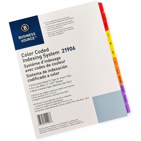 Business Source Index Tabs, Polyethylene, Multicolor, PK12 BSN21906