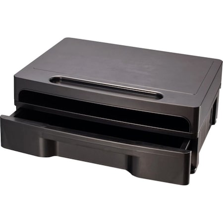 Oic Monitor Stand with Drawer, Black OIC22502
