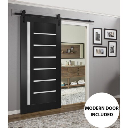 Sartodoors Sturdy Barn Door Black 30x96 Solid Core Modern Interior QUADRO4088BD-B-BLK-3096