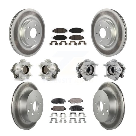 Transit Auto Front Rear Hub Bearing Coated Disc Brake Rotors And Pads Kit 10Pc For Nissan Murano FWD KBB-132074