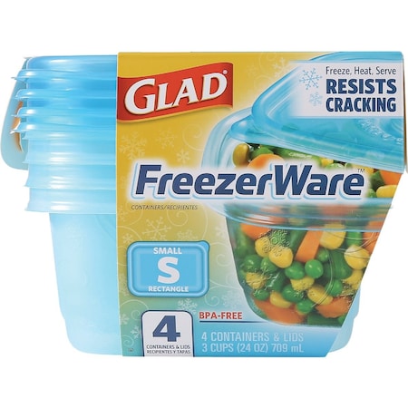 Glad Freezerware 24 Oz. Blue Rectangle Container, 4PK BBP35032