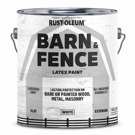 Rust-Oleum Barn & Fence Latex Paint, White, Flat, 1 Gallon 400046