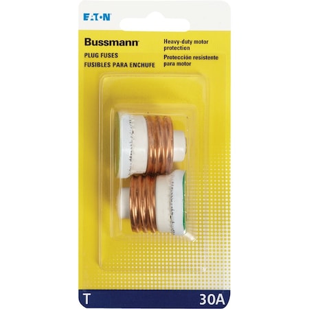 Eaton Bussmann 30A T Time-Delay Plug Fuse, 2PK BP/T-30