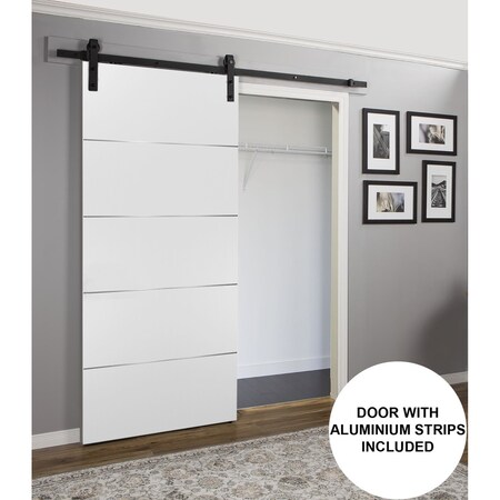 Sartodoors Sliding Barn Door with Hardware, Planum 0020 White Silk, 6.6FT Rail Hangers Sturdy Set, Modern Soli PLANUM0020BD-B-WS-2496