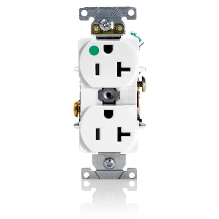 Leviton Heavy Duty Hospital Grade Duplex Receptacle, 20 Amp, 125 Volt 8300-HW