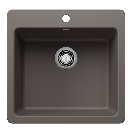 Blanco Liven SILGRANIT 21in Single Bowl Dual Mount Kitchen Sink - Volcano Gray 443232