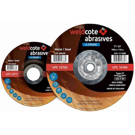 A-Prime Right Angle Grinder Wheels, Grinding, PRIME /, 7in x 1/4in x 7/8, 25PK 10783