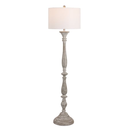 Jonathan Y Trisha 61.5 in. French Country Classic Distressed Resin Spindle Candlestick LED Floor Lamp, White Was JYL3060B