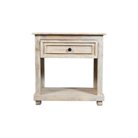 Homeroots 28" White Solid Wood Distressed One Drawer Nightstand 555413