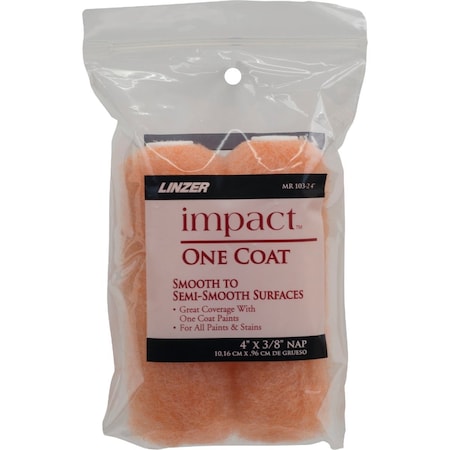 Linzer Inpact 4''x3/8'' Knit Roller Cover, 2PK MR 103-2 0400
