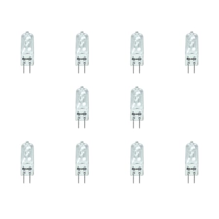 Bulbrite 35W 120V Dimmable Clear T4 Halogen Mini Light Bulbs, Bi-Pin G6.35 Base, 2900K, 10PK 860820