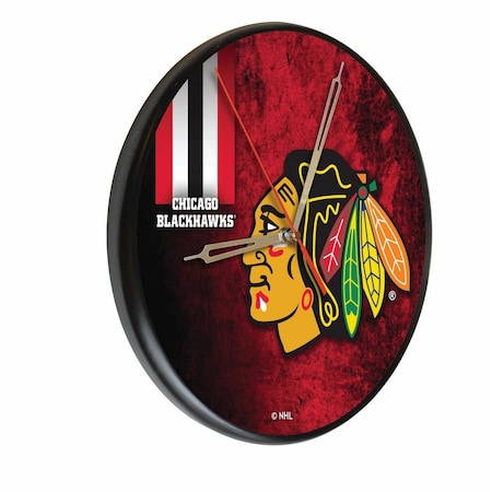 Holland Bar Stool Co Chicago Blackhawks 13" Solid Wood Clock WClkPBlk03ChiHwk