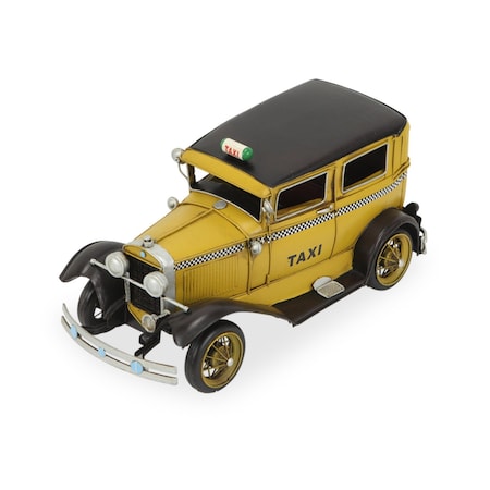 Homeroots 7" Yellow and Black Metal Hand Painted 1931 Yellow Taxi Model Car 489453