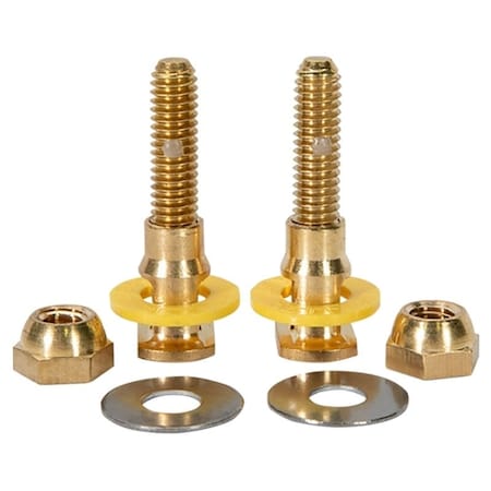 Fluidmaster SETFAST Series Toilet Bolt Set, 2Piece, Brass 7110A-001-P10