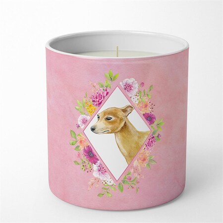 Carolines Treasures 10 oz Italian Greyhound Pink Flowers Decorative Soy Candle CK4154CDL