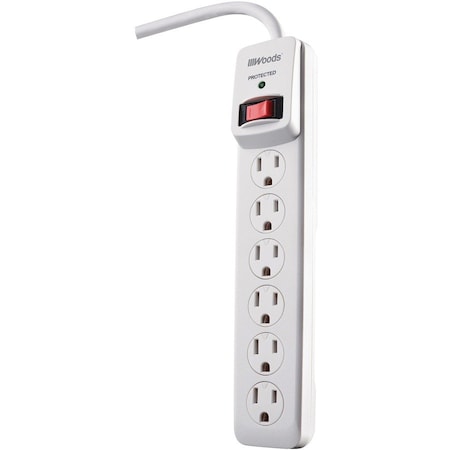 Southwire Surge Protector, White, 4 in, 6 Outlets 41492