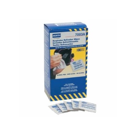 North Respirator Refresher Wipe Pads, 9 3/4 in x 4 1/2 in, White 068-7003A