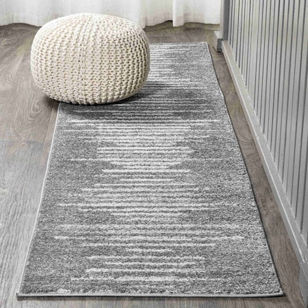 Jonathan Y Aya Berber Stripe Geometric Gray/Cream 2 ft. x 8 ft. Runner Rug MOH205B-28