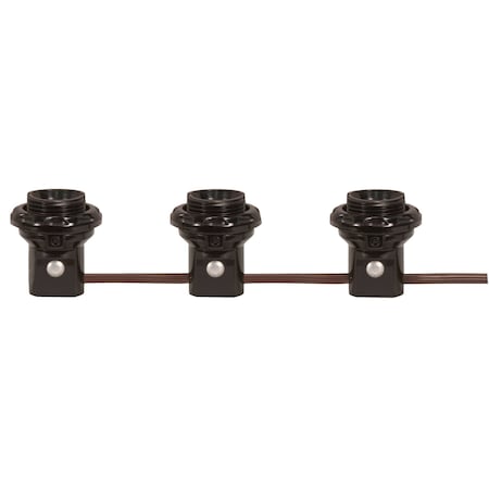 Satco 3-Light Phenolic Thrd Candelabra Harness Set 1-1/4in Shoulder, Phenolic Ring 6in Centers 18in Tail 80/1474