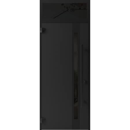 Vdomdoors Front Exterior Prehung Steel Door Ronex1033 Teak Transom Window Sidelite Entry Metal Modern Painted RONEX1033EXD-OAK-W36 X H80+16-RH-I
